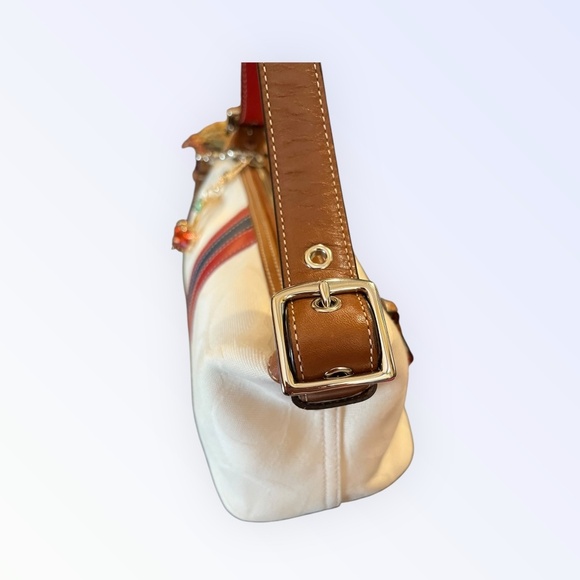 Vintage Coach Studio Small Shoulder Bag 6641 Y2K Ivory Red Blue Stripe Rare COA - Picture 5 of 16